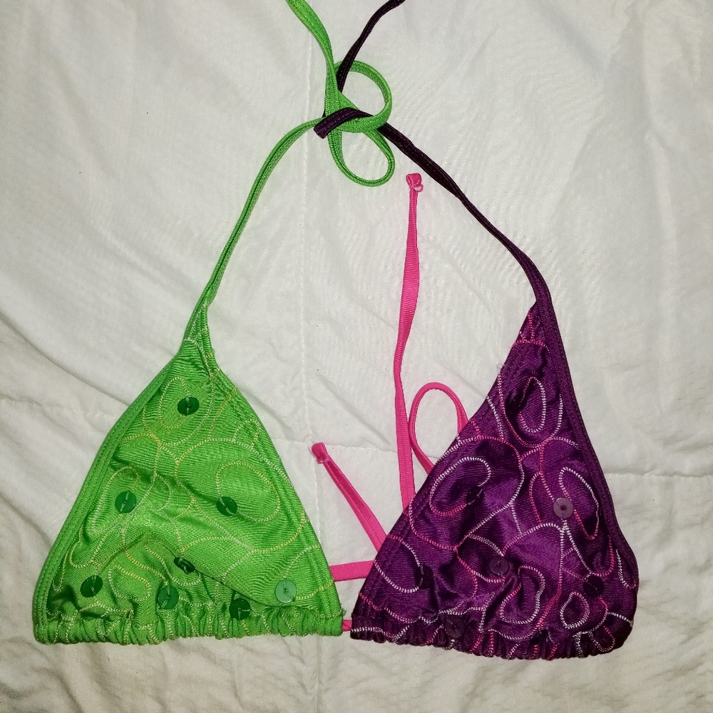 XHILARATION TWO TONE BIKINI TOP